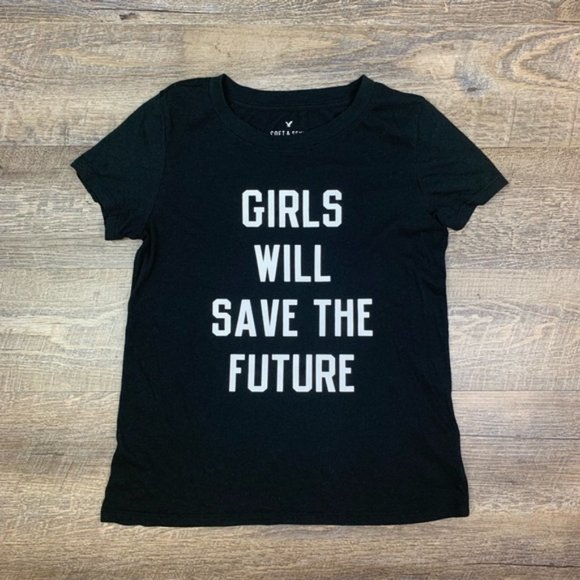 AE Soft & Sexy Graphic Tee XS Black - Picture 1 of 5